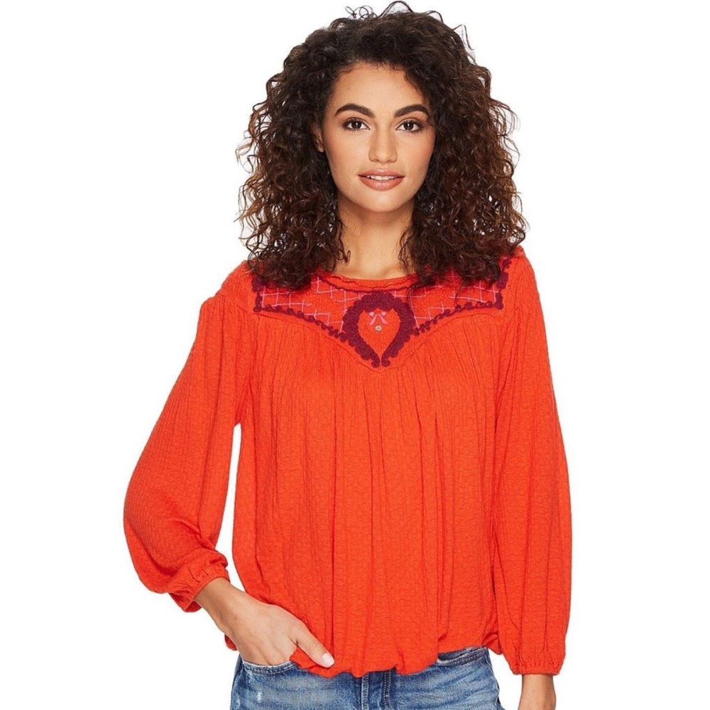 Free People Begonia Embroidered Blouse